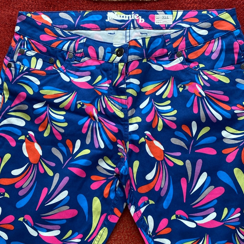 Johnnie B  by Boden Skinny Jeans Mid-Rise  Multicolor Birds 32L - Picture 2 of 4